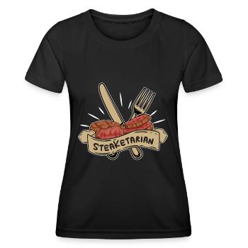 Steakatarian Steak Lover Anti Vegan - T-shirt sport Femme - noir - Devant - AI Model Female 172 light (172cm)