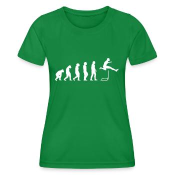 Hürdenlauf Leichtathletik Evolution Hürdenläufer - Frauen Funktions-T-Shirt - Kelly Green - Vorne - AI Model Female 172 dark (172cm)