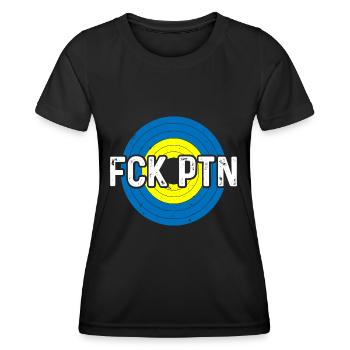 FCK PTN Funny Putin Pun Humor Rainbow Ukraine Flag - Women's Functional T-Shirt - black - Front - AI Model Female 172 light (172cm)