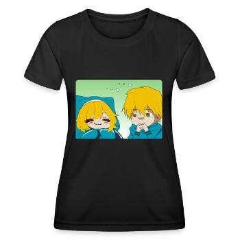 Garçon regardant sa petite amie - T-shirt sport Femme - noir - Devant - AI Model Female 172 light (172cm)