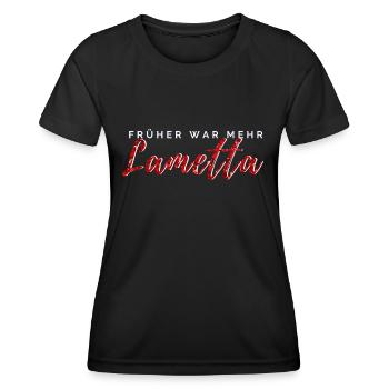 Weihnachtspullover - Früher war mehr Lametta - Frauen Funktions-T-Shirt - Schwarz - Vorne - AI Model Female 172 light (172cm)
