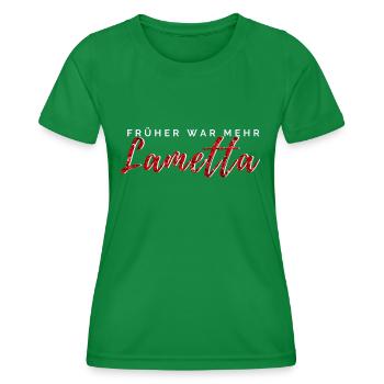 Weihnachtspullover - Früher war mehr Lametta - Frauen Funktions-T-Shirt - Kelly Green - Vorne - AI Model Female 172 dark (172cm)