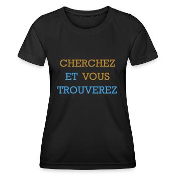 CHERCHEZ ET VOUS TROUVEREZ - BIBLE - T-shirt sport Femme - noir - Devant - AI Model Female 172 light (172cm)