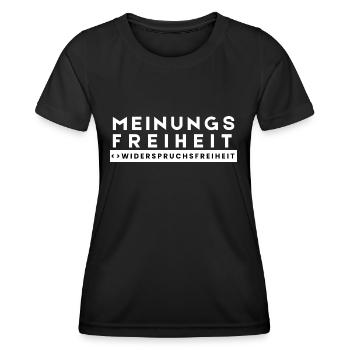 Meinungsfreiheit <> Widerspruchsfreiheit LWBT - Frauen Funktions-T-Shirt - Schwarz - Vorne - AI Model Female 172 light (172cm)