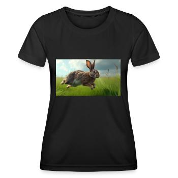 Jumping Rabbit - Frauen Funktions-T-Shirt - Schwarz - Vorne - AI Model Female 172 light (172cm)