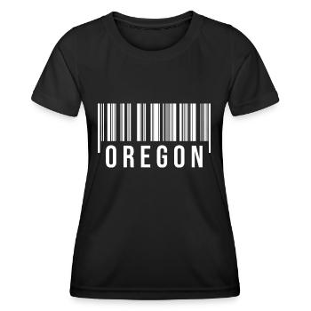 Oregon Strichcode - Frauen Funktions-T-Shirt - Schwarz - Vorne - AI Model Female 172 light (172cm)
