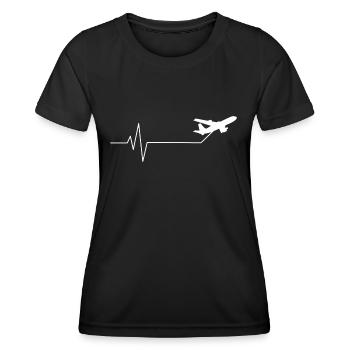 Herzschlag Flugzeug Pilot - Frauen Funktions-T-Shirt - Schwarz - Vorne - AI Model Female 172 light (172cm)