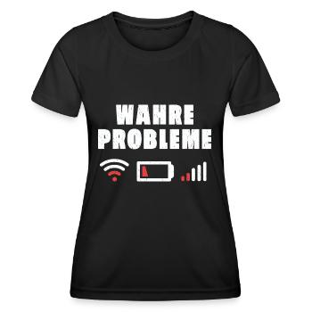 Wahre Probleme Internet WLAN Akku Empfang Geschenk - Frauen Funktions-T-Shirt - Schwarz - Vorne - AI Model Female 172 light (172cm)