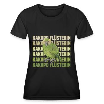 Kakapo Flüsterin Retro Papagei - Frauen Funktions-T-Shirt - Schwarz - Vorne - AI Model Female 172 light (172cm)