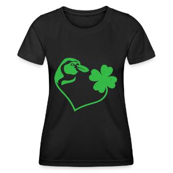 Pinguin Kleeblatt Glücksbringer Liebe - Frauen Funktions-T-Shirt - Schwarz - Vorne - AI Model Female 172 light (172cm)