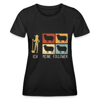 Ich & Meine Follower Schafe Hirte Schäfer Schäfche - Frauen Funktions-T-Shirt - Schwarz - Vorne - AI Model Female 172 light (172cm)