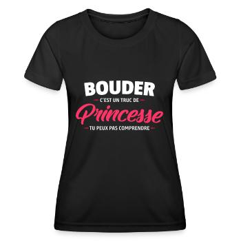 Bouder c'est un truc de princesse / humour femme - T-shirt sport Femme - noir - Devant - AI Model Female 172 light (172cm)