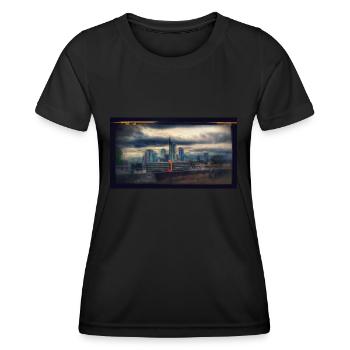 Frankfurt am Main von Baustelle bis Skyline - Frauen Funktions-T-Shirt - Schwarz - Vorne - AI Model Female 172 light (172cm)
