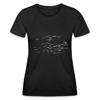 Oie cendrée Oies cendrées Oiseaux volée d’oiseaux - T-shirt sport Femme - noir - Devant - AI Model Female 172 light (172cm)