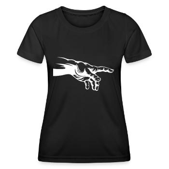Göttliche Hand Finger berühmt - Frauen Funktions-T-Shirt - Schwarz - Vorne - AI Model Female 172 light (172cm)