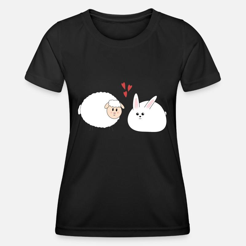 Rabbit and sheep, Easter - Women's Functional T-Shirt - black