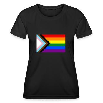 PRIDE PROGRESS FLAG - Women's Functional T-Shirt - black - Front - AI Model Female 172 light (172cm)