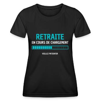 RETRAITE EN COURS DE CHARGEMENT VEUILLEZ PATIENTER - T-shirt sport Femme - noir - Devant - AI Model Female 172 light (172cm)