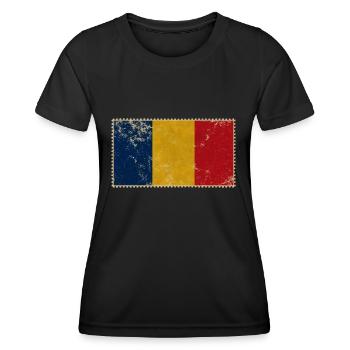 Prénom Roumanie - T-shirt sport Femme - noir - Devant - AI Model Female 172 light (172cm)
