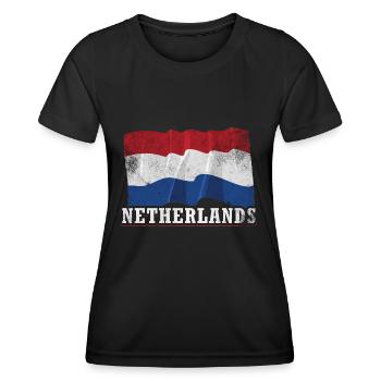 Pays-Bas Pavillon - T-shirt sport Femme - noir - Devant - AI Model Female 172 light (172cm)
