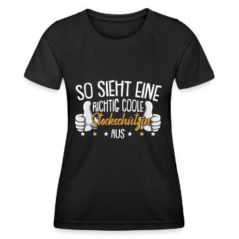 Eisstockschießen coole Stockschützin Stockschießen - Frauen Funktions-T-Shirt - Schwarz - Vorne - AI Model Female 172 light (172cm)
