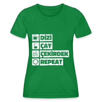 Dizi Cay Cekirdek Repeat Turkish sayings funny - Women's Functional T-Shirt - kelly green - Front - AI Model Female 172 dark (172cm)