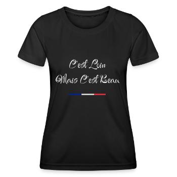 c'est loin mais c'est beau - T-shirt sport Femme - noir - Devant - AI Model Female 172 light (172cm)