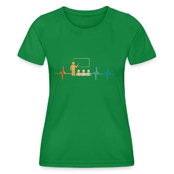 Heartbeat Teaching - Women's Functional T-Shirt - kelly green - Front - AI Model Female 172 dark (172cm)