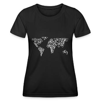 Carte du monde - géométrique - géographie - Géographie - T-shirt sport Femme - noir - Devant - AI Model Female 172 light (172cm)
