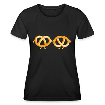 Brezel Paare - Frauen Funktions-T-Shirt - Schwarz - Vorne - AI Model Female 172 light (172cm)