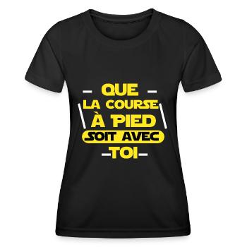 Que la Course à Pied Soit avec toi cadeau drôles - T-shirt sport Femme - noir - Devant - AI Model Female 172 light (172cm)