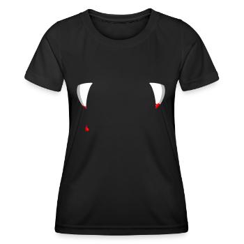 Halloween Vampirzähne T-Shirt Vampir Kostüm Party - Frauen Funktions-T-Shirt - Schwarz - Vorne - AI Model Female 172 light (172cm)