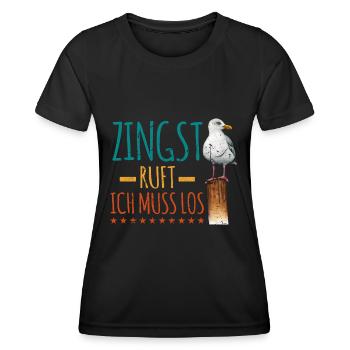 Retro Zingst ruft Anker Ostsee Fischland - Frauen Funktions-T-Shirt - Schwarz - Vorne - AI Model Female 172 light (172cm)