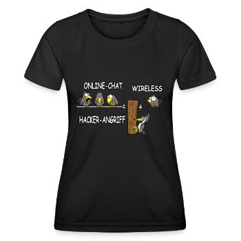 Online Chat wireless Hacker Angriff - Frauen Funktions-T-Shirt - Schwarz - Vorne - AI Model Female 172 light (172cm)