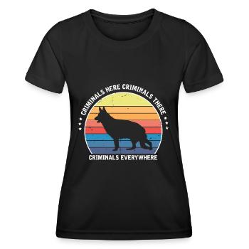 Militär Design Polizei Hund Deutscher Schäfer - Frauen Funktions-T-Shirt - Schwarz - Vorne - AI Model Female 172 light (172cm)