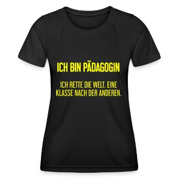 Ich bin Pädagogin - ich rette die Welt - Frauen Funktions-T-Shirt - Schwarz - Vorne - AI Model Female 172 light (172cm)