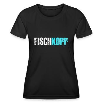 Fischkopp Fisch Fischkopf Küste Angler Fischer - Frauen Funktions-T-Shirt - Schwarz - Vorne - AI Model Female 172 light (172cm)