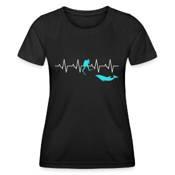 Tauchen Herzschlag Delphin - Frauen Funktions-T-Shirt - Schwarz - Vorne - AI Model Female 172 light (172cm)