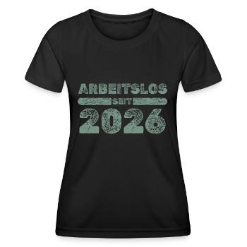 Chômeurs 2026 - T-shirt sport Femme - noir - Devant - AI Model Female 172 light (172cm)