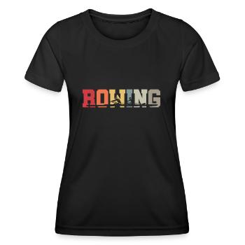 Rowing - Rudern - Ruderer - Ruderin - Aviron - Frauen Funktions-T-Shirt - Schwarz - Vorne - AI Model Female 172 light (172cm)