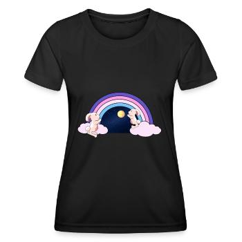 Rainbow Fantasy Rabbit Kids Moon Starry Sky - Women's Functional T-Shirt - black - Front - AI Model Female 172 light (172cm)