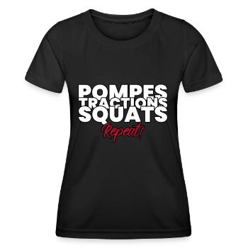 Idée cadeau homme musculation - T-shirt sport Femme - noir - Devant - AI Model Female 172 light (172cm)