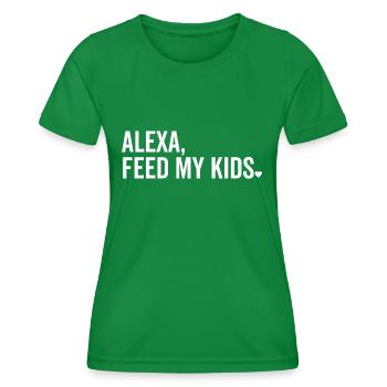 Alexa füttern meine Kinder - Frauen Funktions-T-Shirt - Kelly Green - Vorne - AI Model Female 172 dark (172cm)