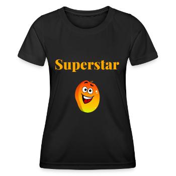 Mangue Superstar été orange fruit soleil humour - T-shirt sport Femme - noir - Devant - AI Model Female 172 light (172cm)