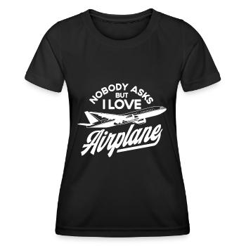 Flugzeug Pilot Flugzeuge Flugzeug Landung Geschenk - Frauen Funktions-T-Shirt - Schwarz - Vorne - AI Model Female 172 light (172cm)
