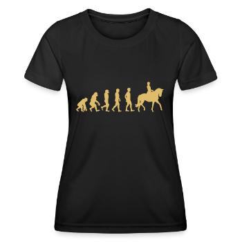 Évolution de l’équitation - T-shirt sport Femme - noir - Devant - AI Model Female 172 light (172cm)