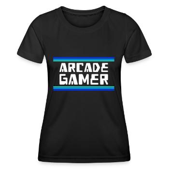 Arcade Gamer RetroGaming Blau - Frauen Funktions-T-Shirt - Schwarz - Vorne - AI Model Female 172 light (172cm)