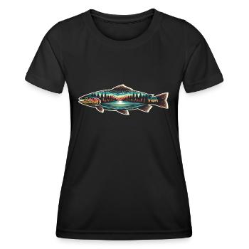 Forelle Fisch Angeln Angler Fischer Barsch Angler - Frauen Funktions-T-Shirt - Schwarz - Vorne - AI Model Female 172 light (172cm)