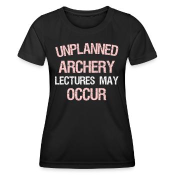 DES CONFÉRENCES DE TIR À L’ARC NON PLANIFIÉES PEUVENT AVOIR LIEU - T-shirt sport Femme - noir - Devant - AI Model Female 172 light (172cm)