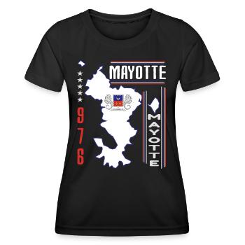 idee cadeau design graphique carte de Mayotte 976 - T-shirt sport Femme - noir - Devant - AI Model Female 172 light (172cm)